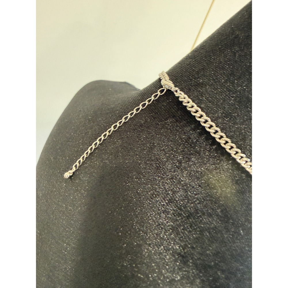 Vintage Silver Tone Geometric Statement Necklace Ribbed Collar Pendant Jewelry - Picture 5 of 5